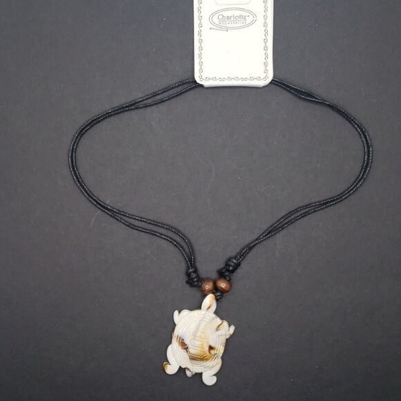 Marble Turtle Necklace Boho - Picture 2 of 3